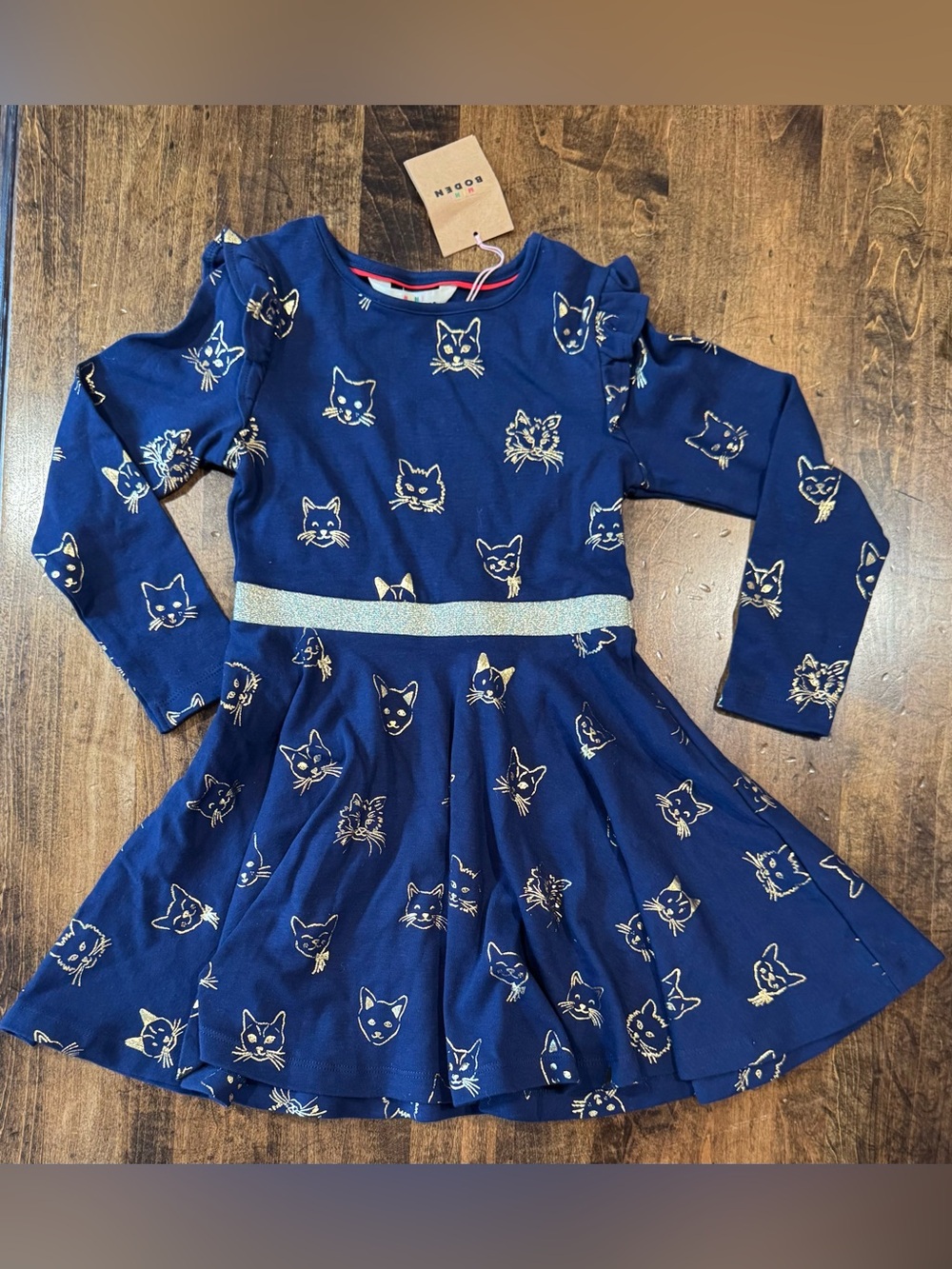 Mini Boden Navy Cat Dress sz 4-5Y
